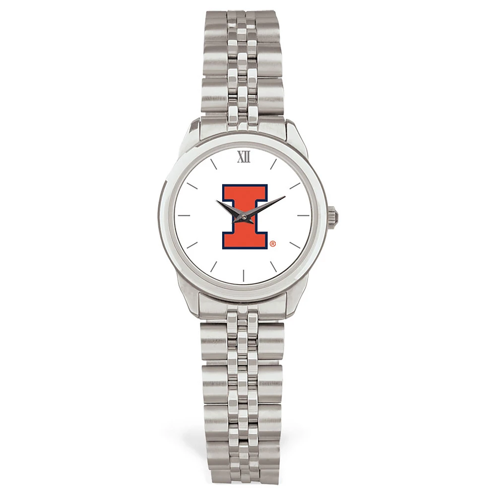 Women's Silver Illinois Fighting Illini Rolled Link Watch