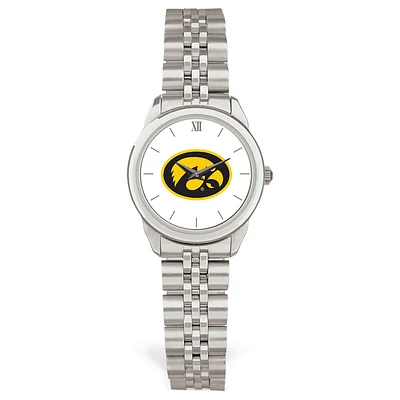 Women's Silver Iowa Hawkeyes Rolled Link Watch