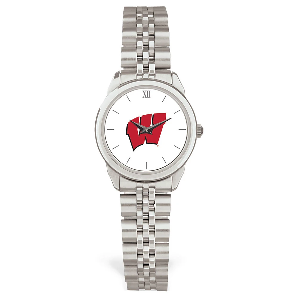 Women's Silver Wisconsin Badgers Rolled Link Watch