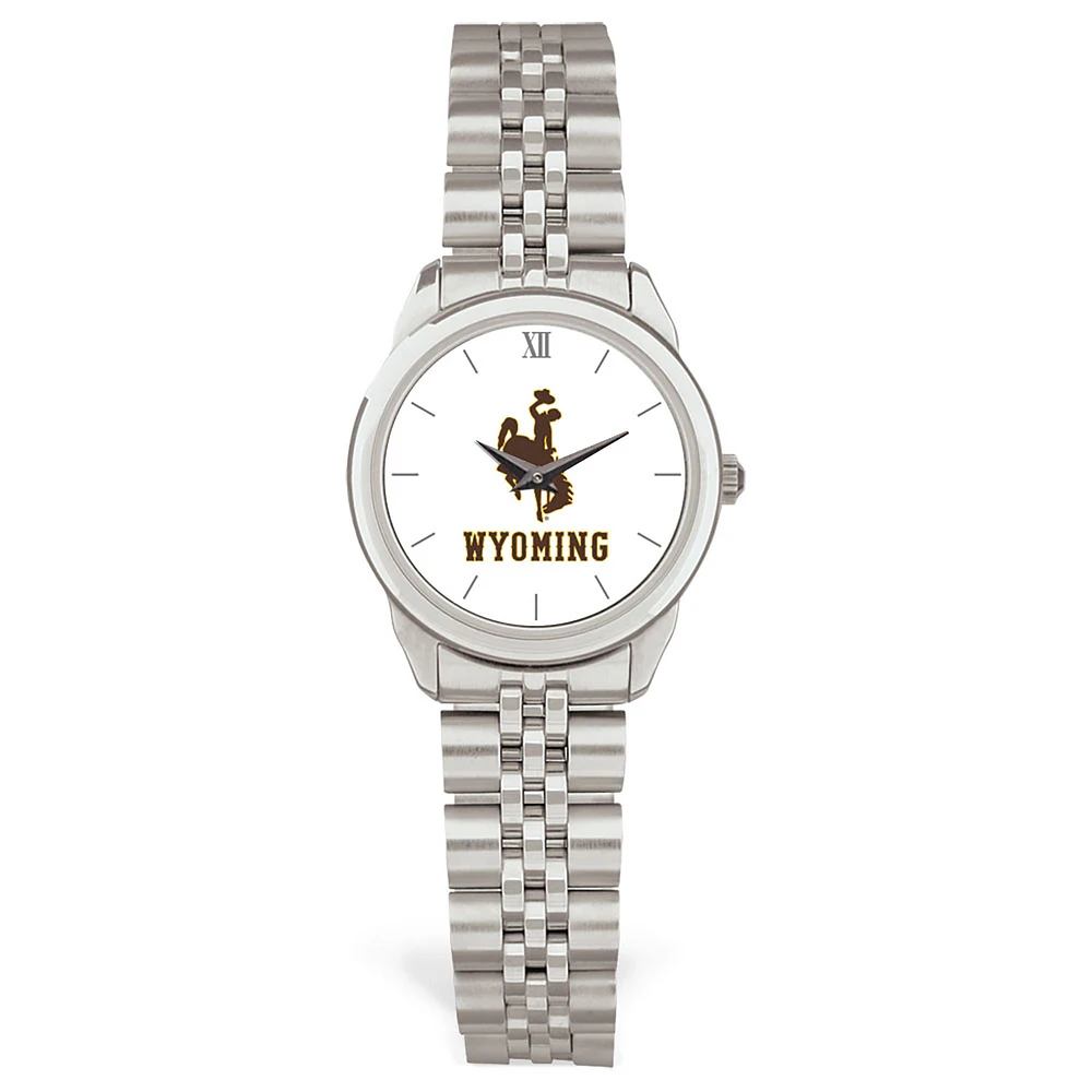 Women's Silver Wyoming Cowboys Rolled Link Watch