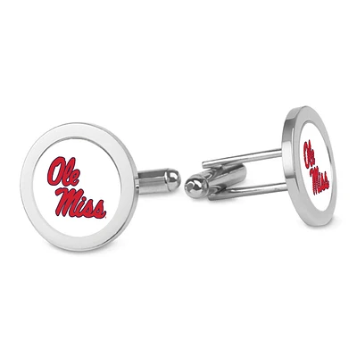 Silver Ole Miss Rebels Cufflinks