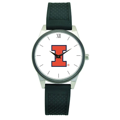 Women's Black Illinois Fighting Illini Silicone Strap Wristwatch