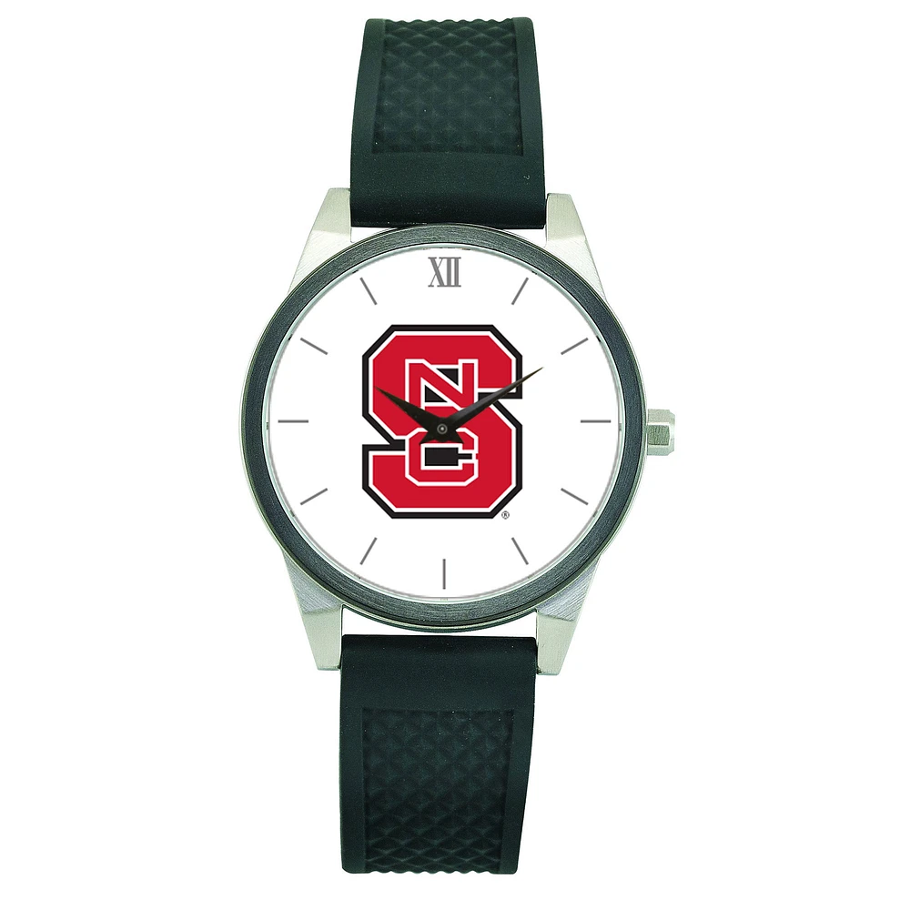 Women's Black NC State Wolfpack Silicone Strap Wristwatch