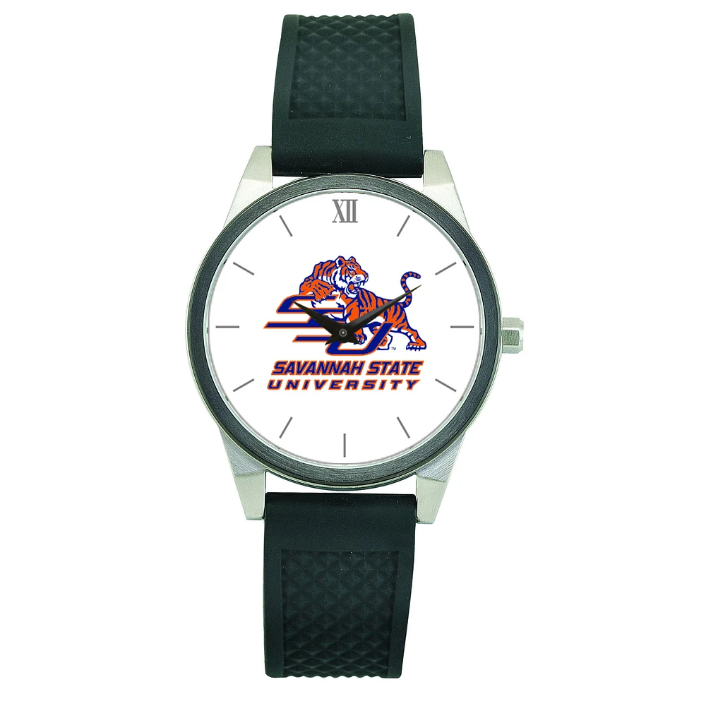 Women's Black Savannah State Tigers Silicone Strap Wristwatch