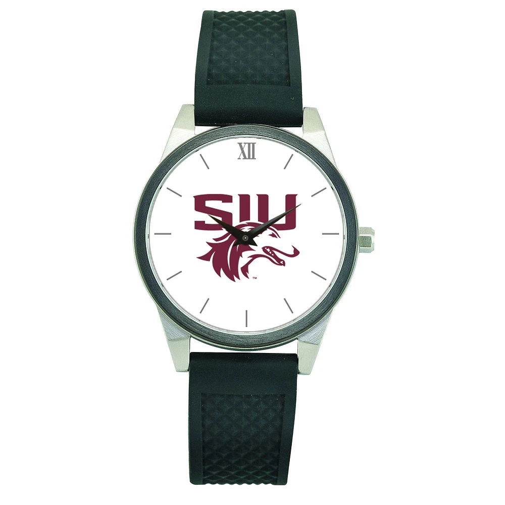 Women's Black Southern Illinois Salukis Silicone Strap Wristwatch