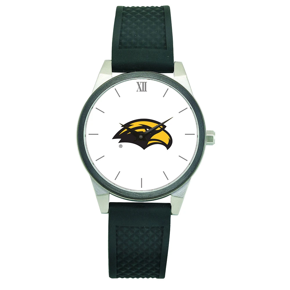 Women's Black Southern Miss Golden Eagles Silicone Strap Wristwatch