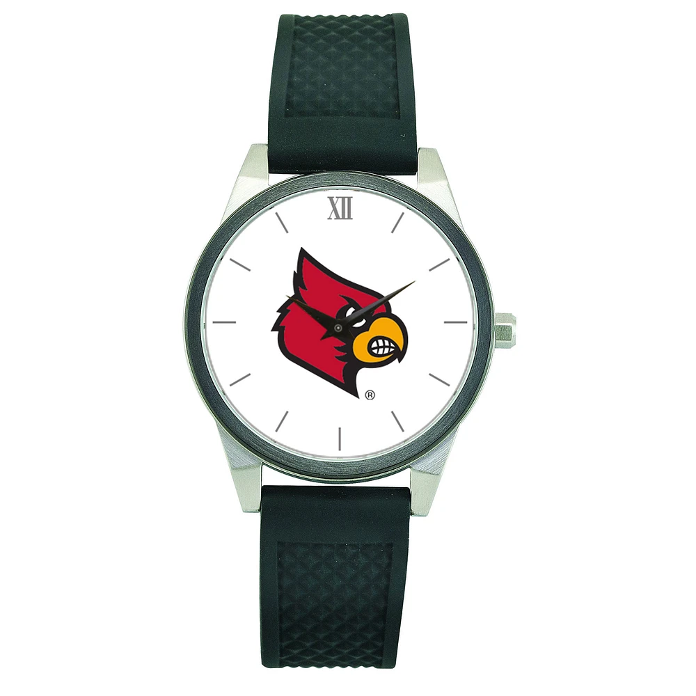 Women's Black Louisville Cardinals Silicone Strap Wristwatch