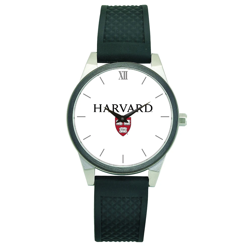 Women's Black Harvard Crimson Silicone Strap Wristwatch