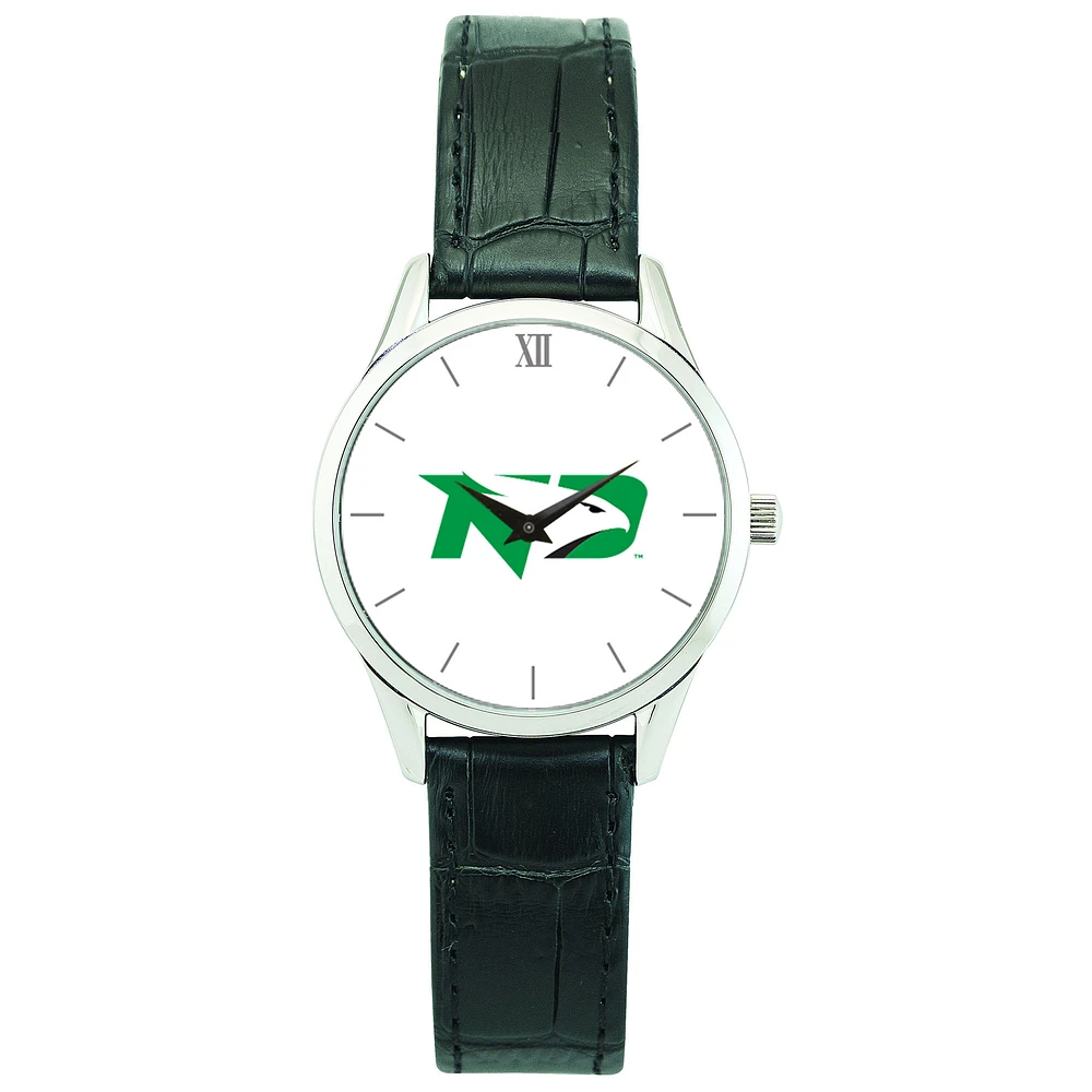 Women's Silver North Dakota Stainless Steel Watch with Leather Band