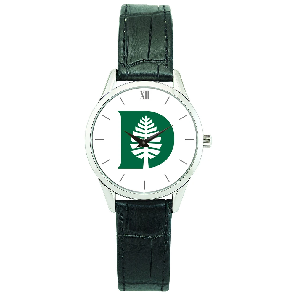 Women's Silver Dartmouth Big Green Stainless Steel Watch with Leather Band