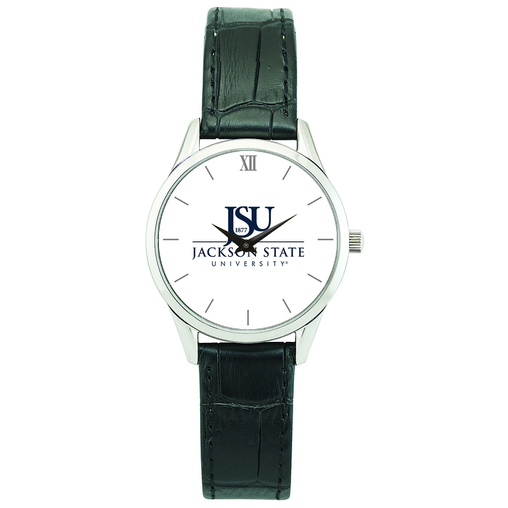Women's Silver Jackson State Tigers Stainless Steel Watch with Leather Band