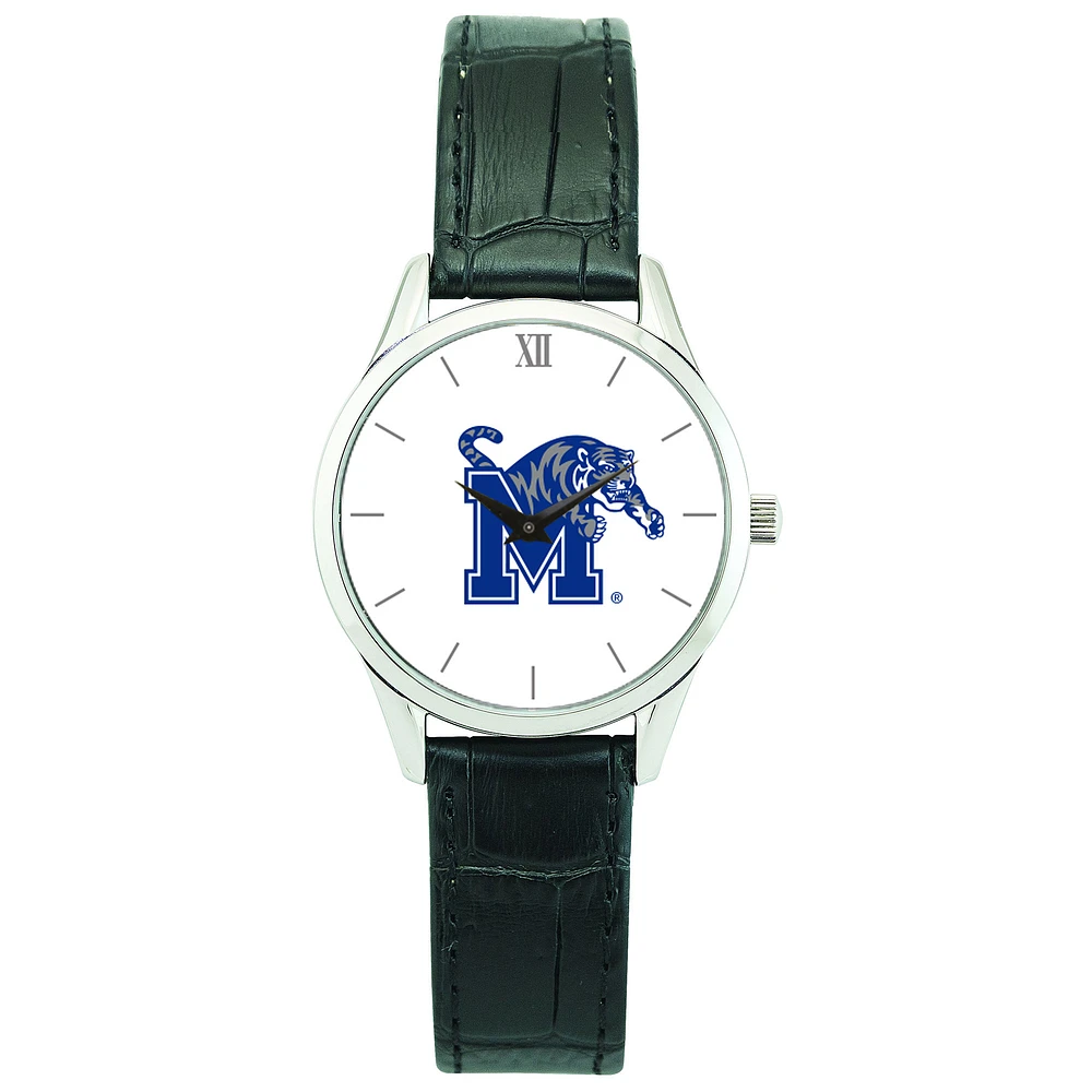 Women's Silver Memphis Tigers Stainless Steel Watch with Leather Band