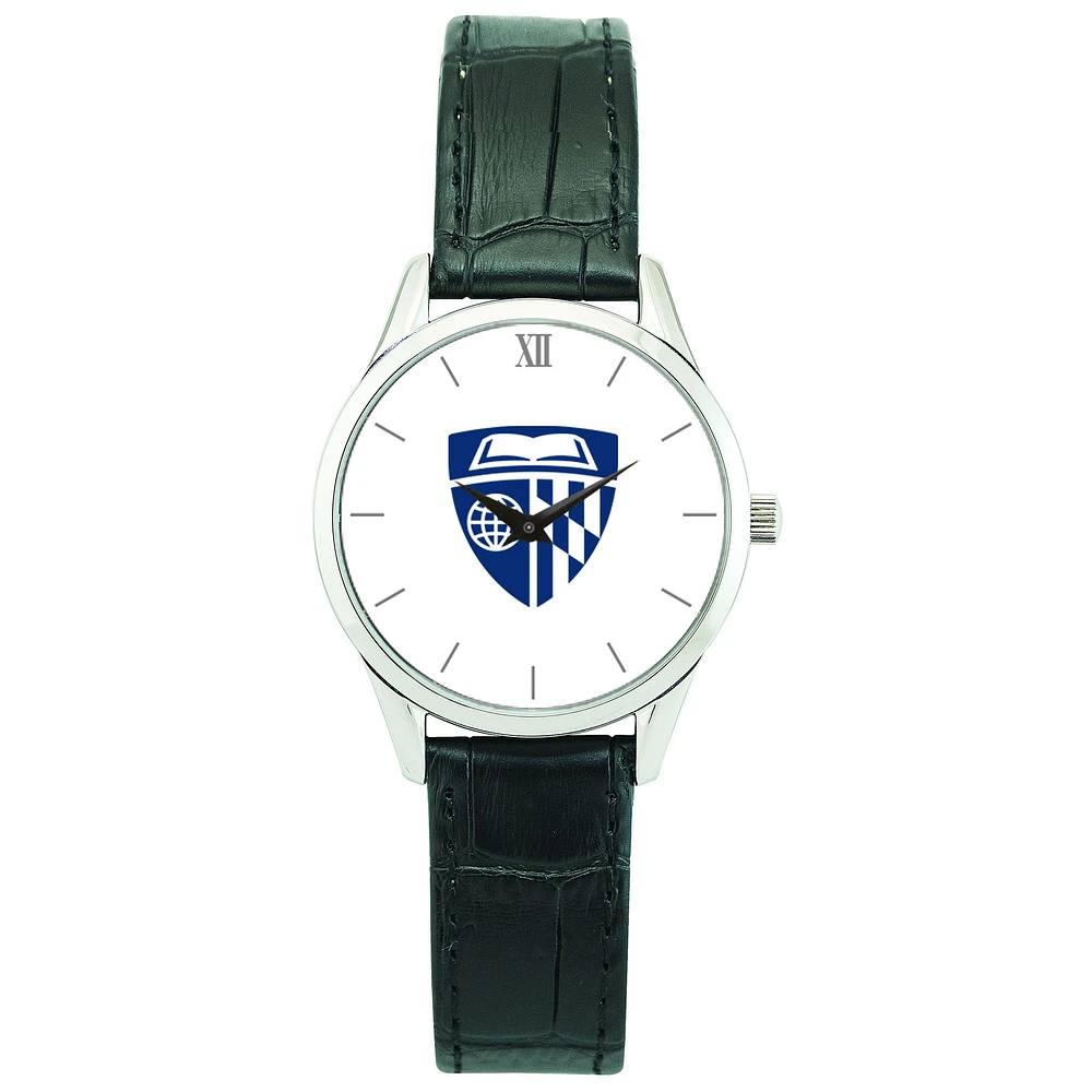 Women's Silver Johns Hopkins Blue Jays Stainless Steel Watch with Leather Band