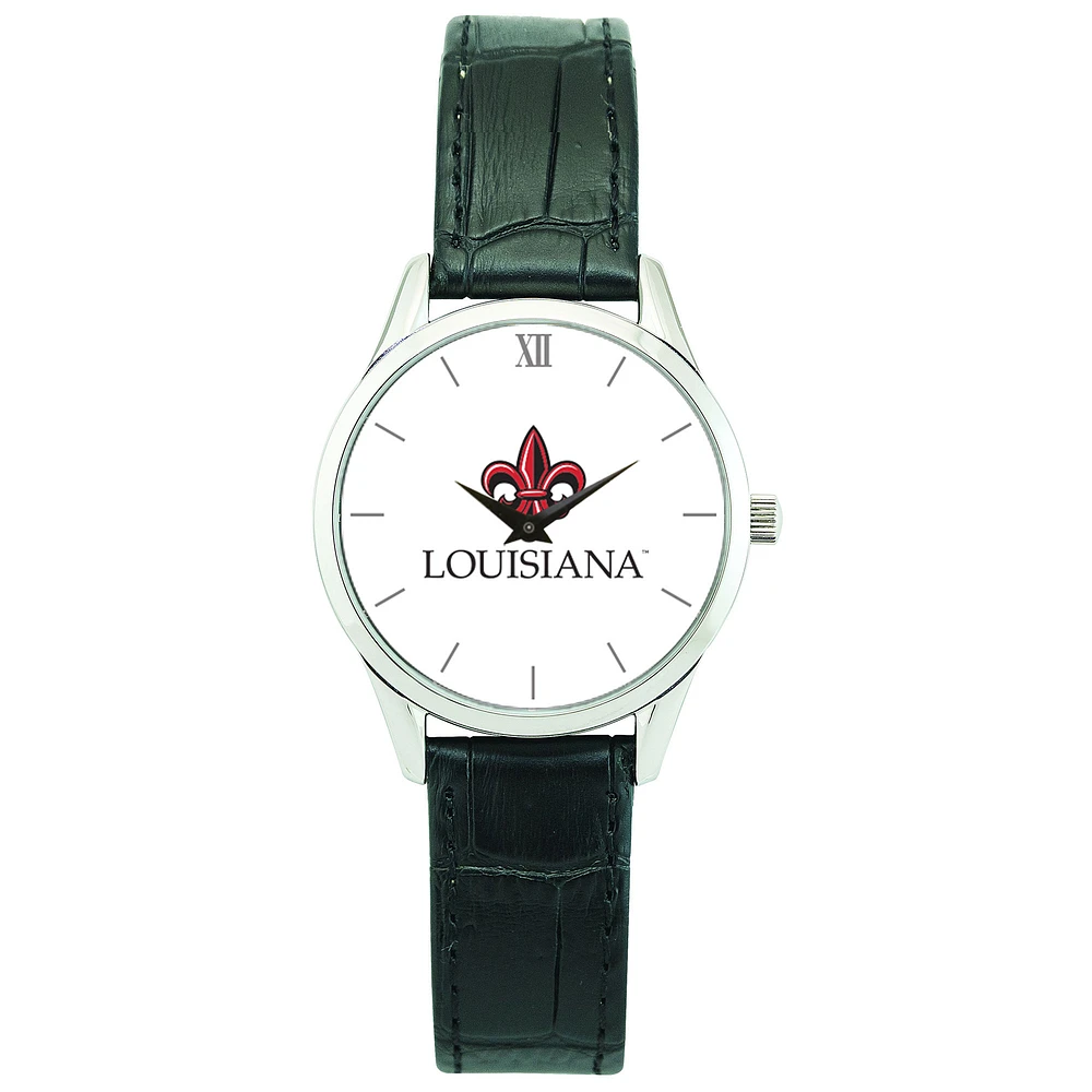 Women's Silver Louisiana Ragin' Cajuns Stainless Steel Watch with Leather Band