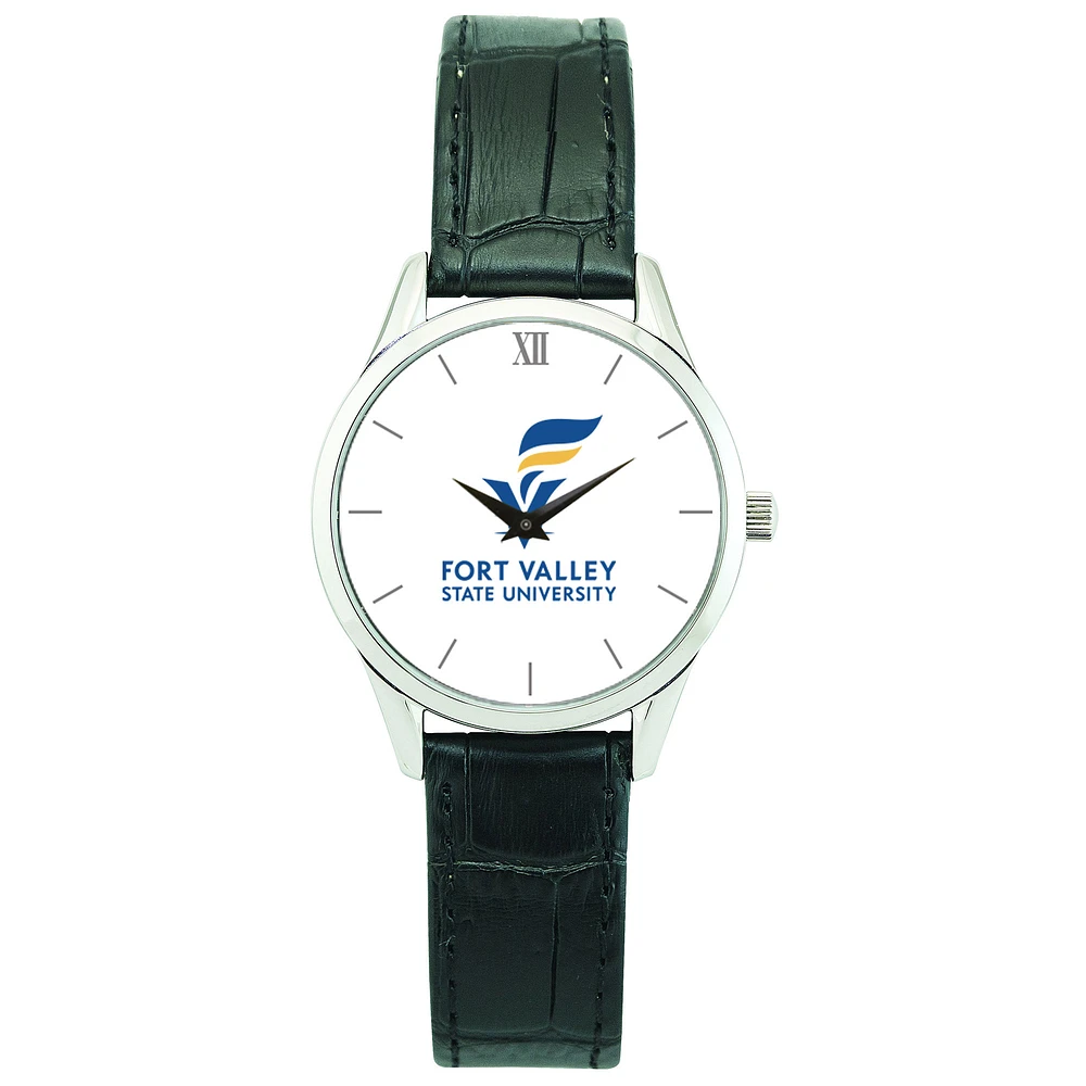 Women's Silver Fort Valley State Wildcats Stainless Steel Watch with Leather Band