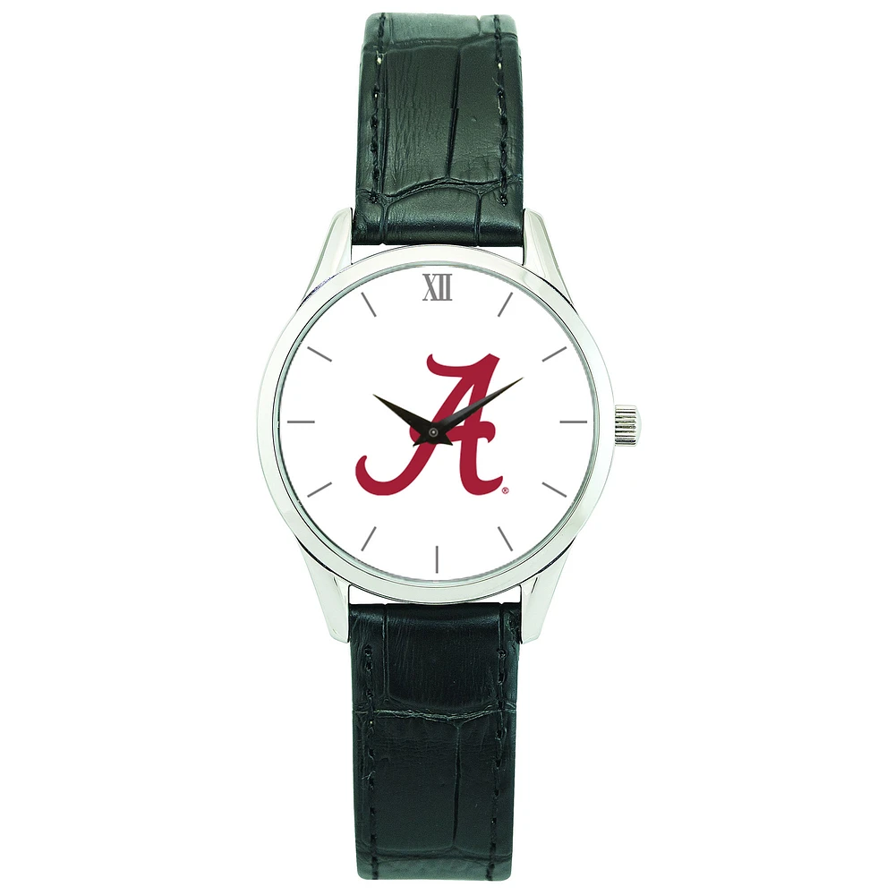 Women's Silver Alabama Crimson Tide Stainless Steel Watch with Leather Band
