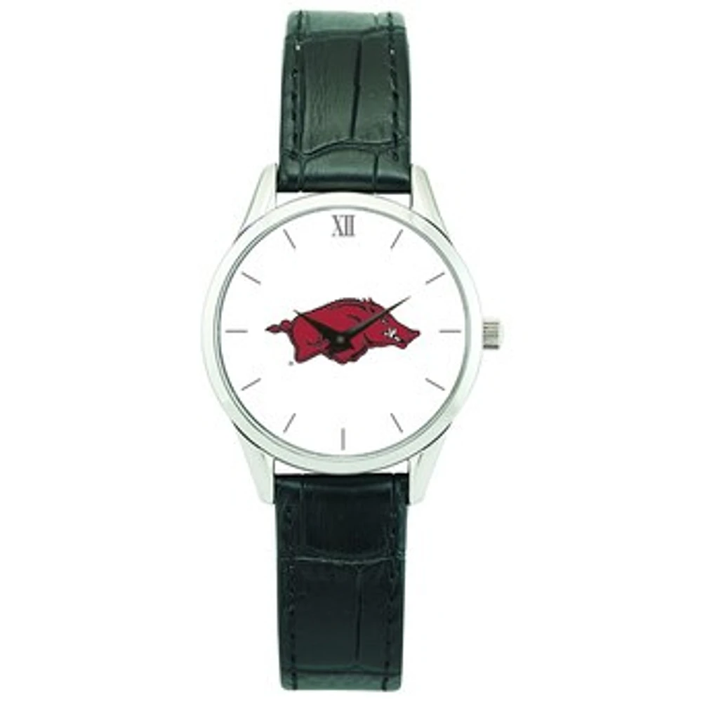 Women's Silver Arkansas Razorbacks Stainless Steel Watch with Leather Band