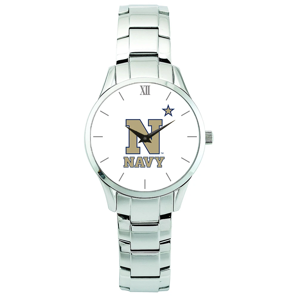 Men's Silver Navy Midshipmen Stainless Steel Wristwatch