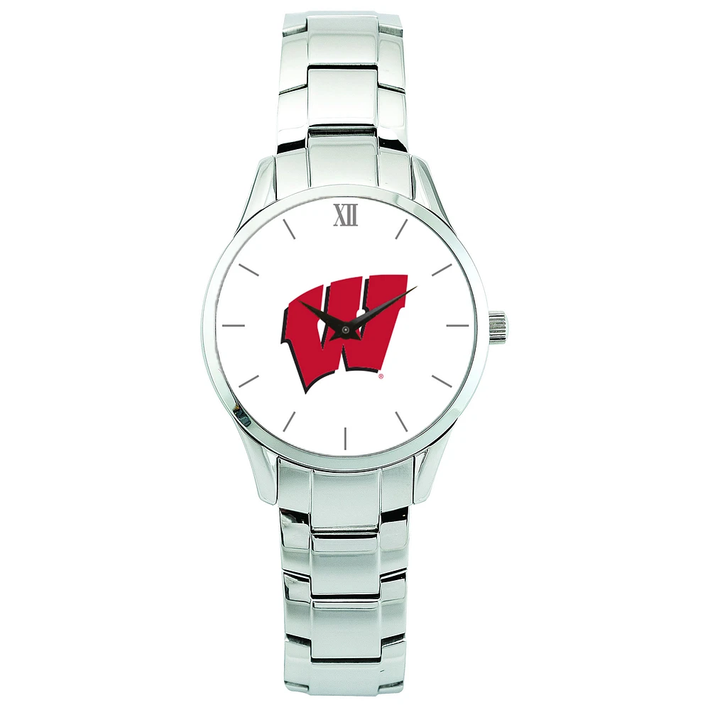 Men's Silver Wisconsin Badgers Stainless Steel Wristwatch