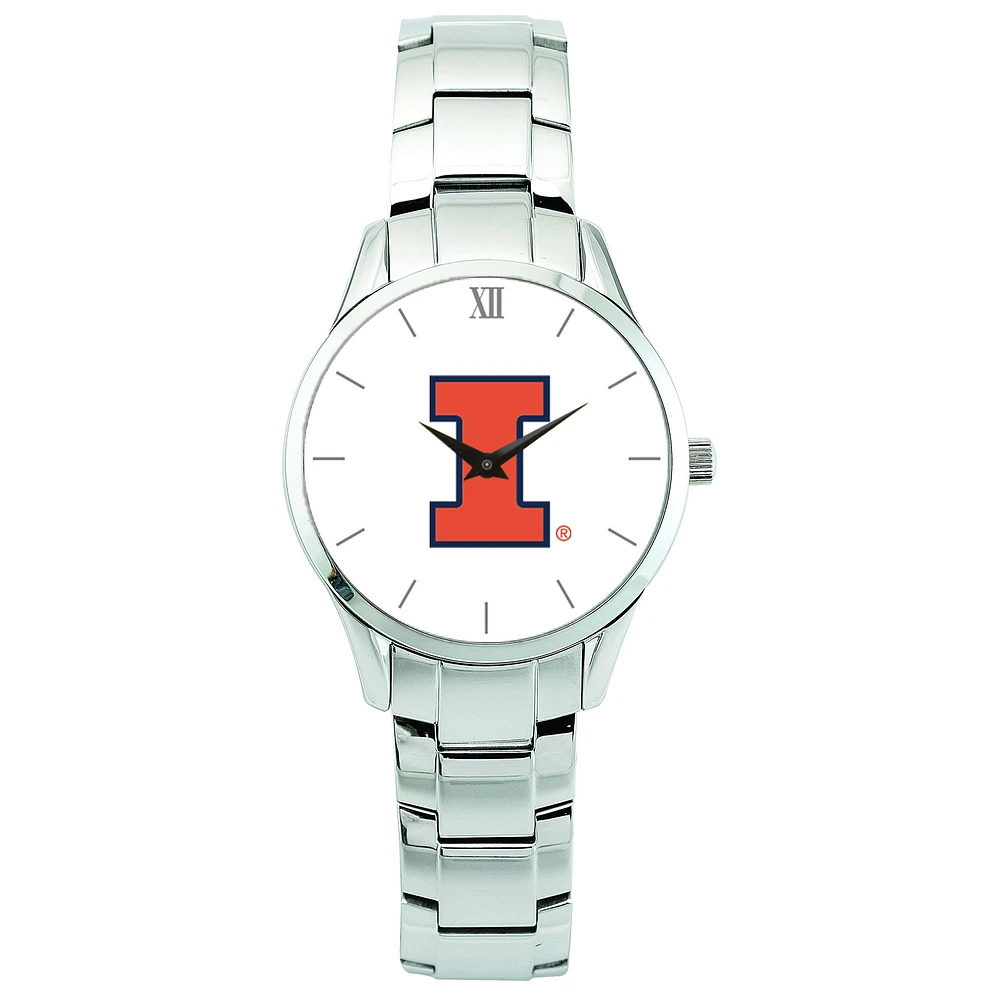 Men's Silver Illinois Fighting Illini Stainless Steel Wristwatch