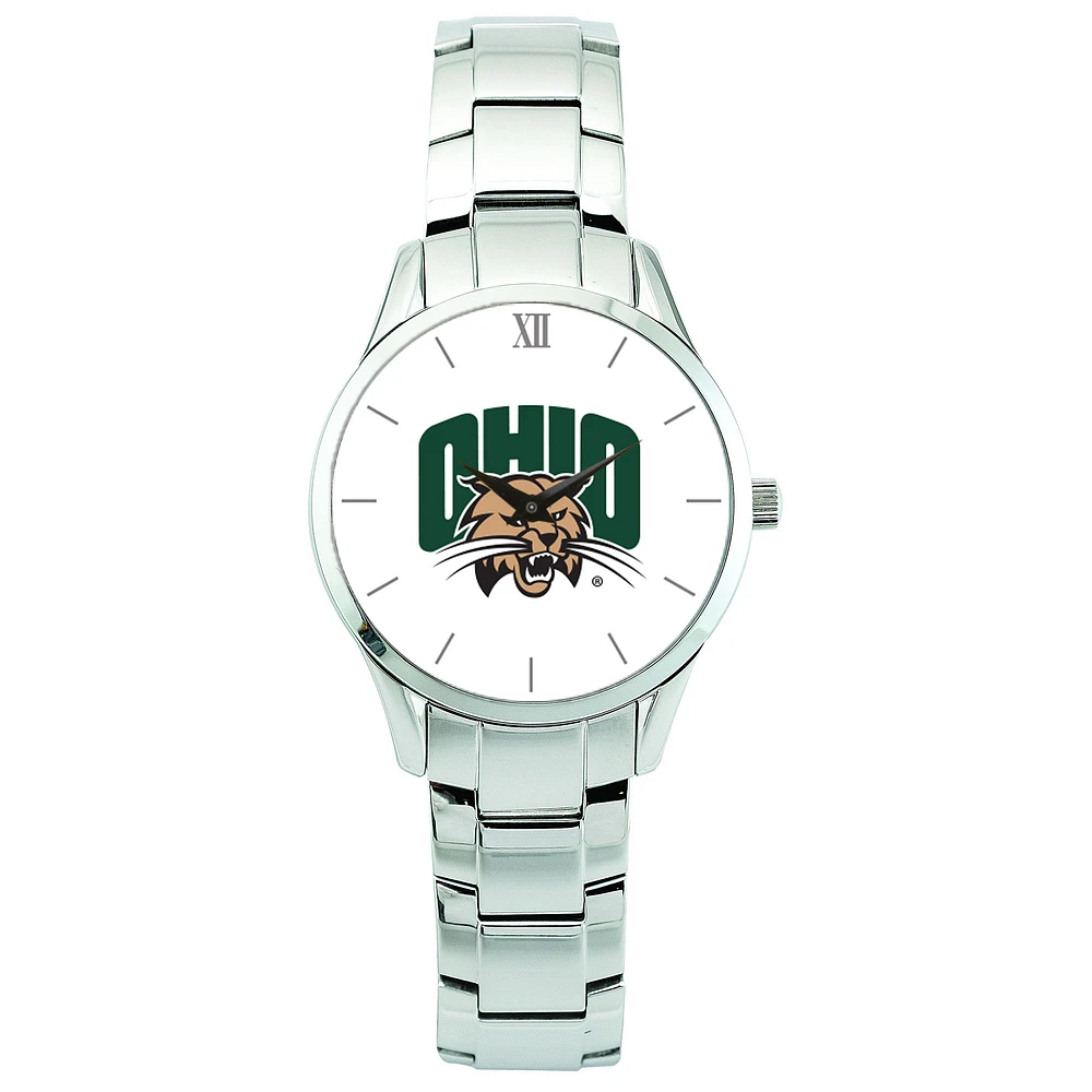 Men's Silver Ohio Bobcats Stainless Steel Wristwatch