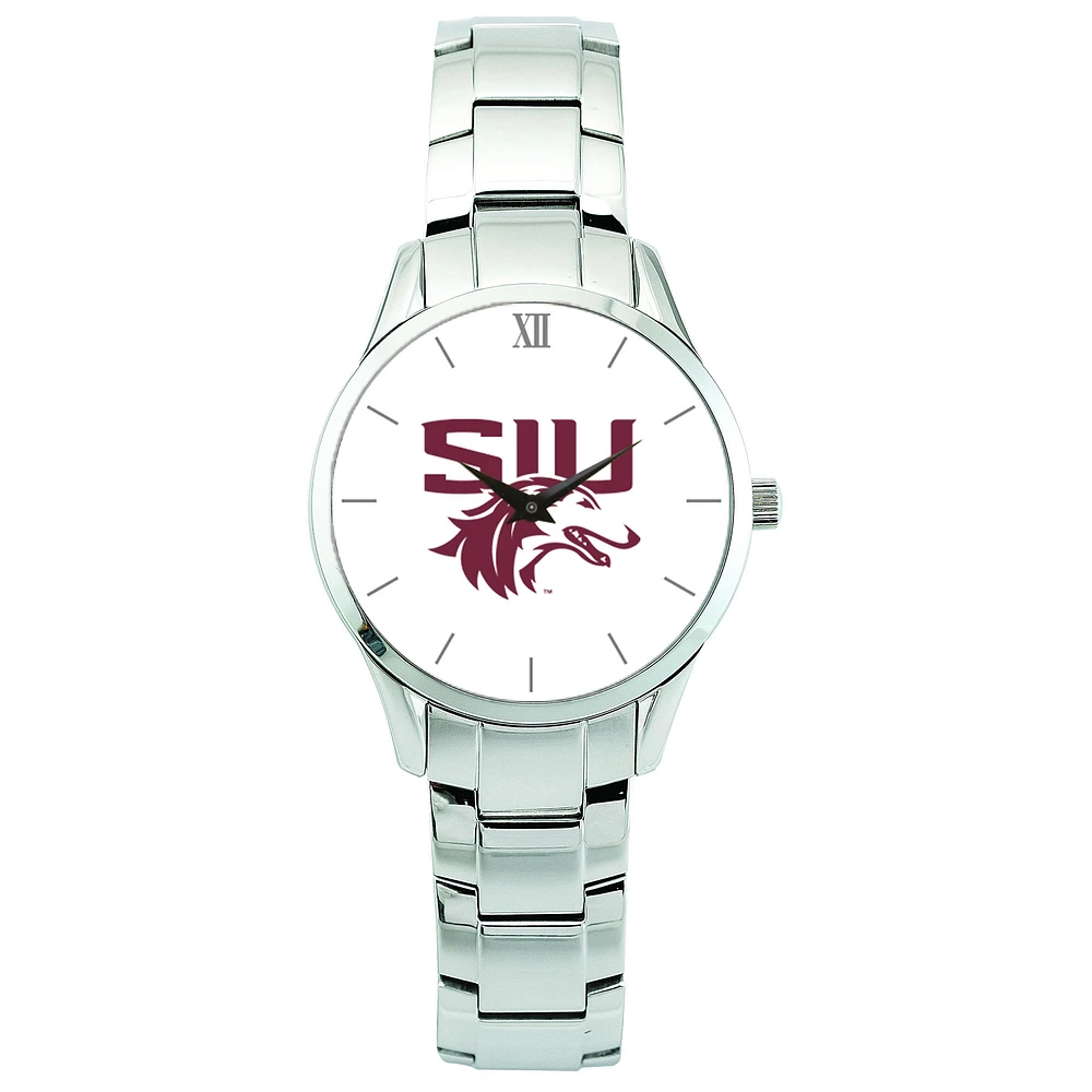 Men's Silver Southern Illinois Salukis Stainless Steel Wristwatch