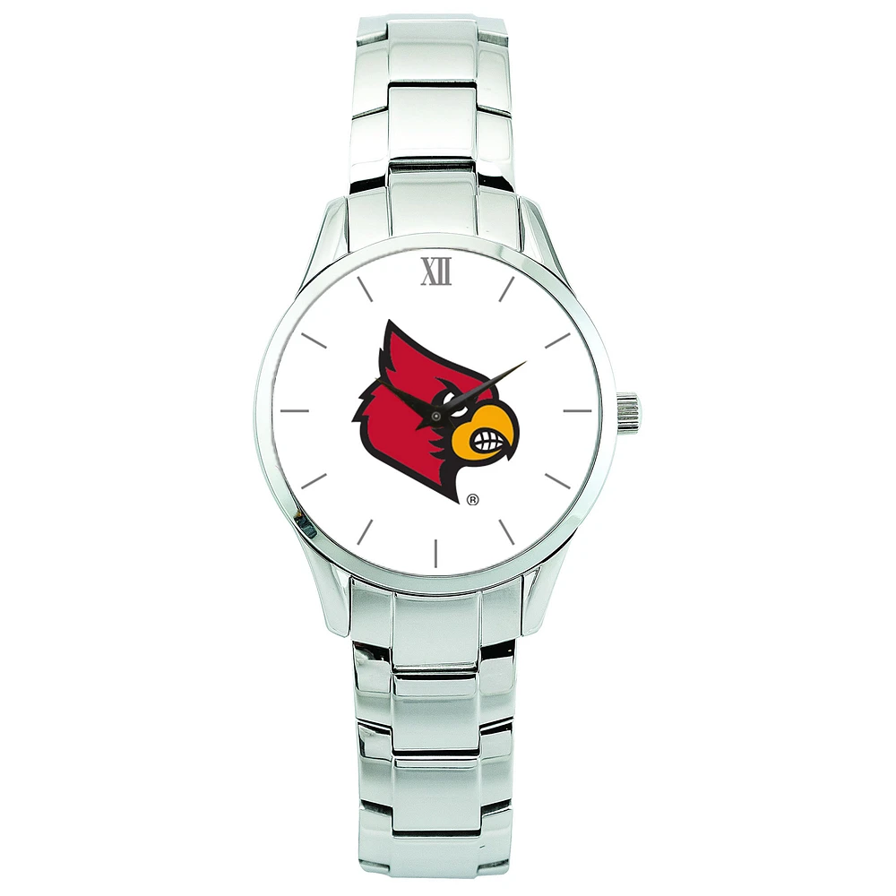 Men's Silver Louisville Cardinals Stainless Steel Wristwatch