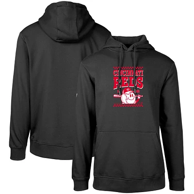 Men's Levelwear Black Cincinnati Reds Podium Inaugural Pullover Hoodie