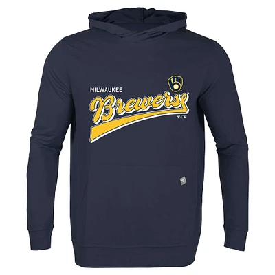 Men's Levelwear Navy Milwaukee Brewers Relay 2.0 Retro Pullover Hoodie