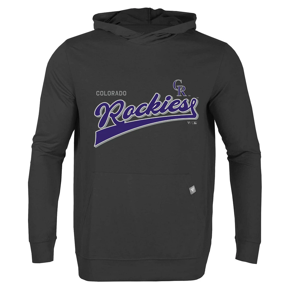 Men's Levelwear Black Colorado Rockies Relay 2.0 Retro Pullover Hoodie