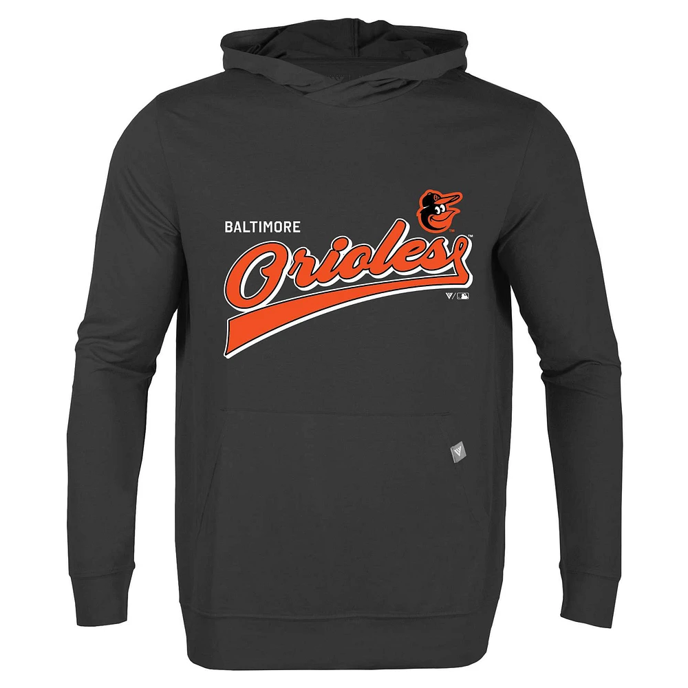 Men's Levelwear Black Baltimore Orioles Relay 2.0 Retro Pullover Hoodie