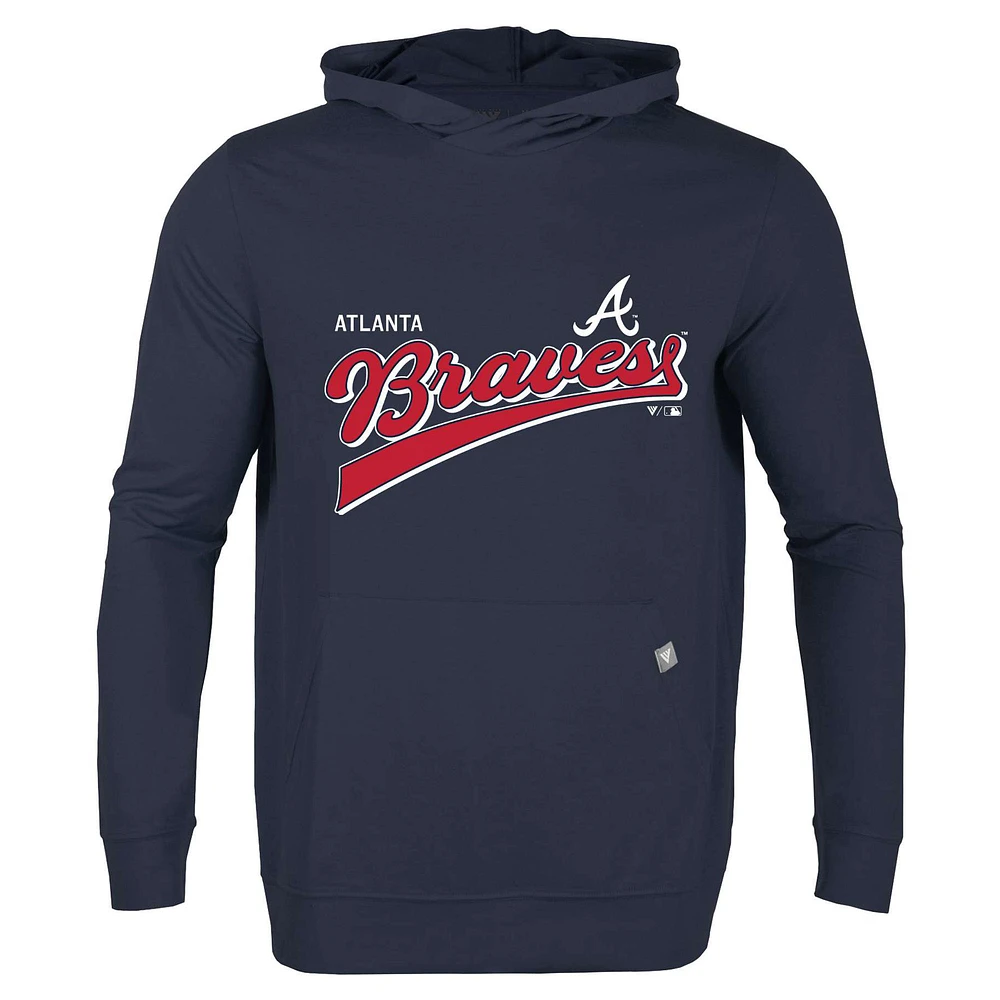 Men's Levelwear Navy Atlanta Braves Relay 2.0 Retro Pullover Hoodie