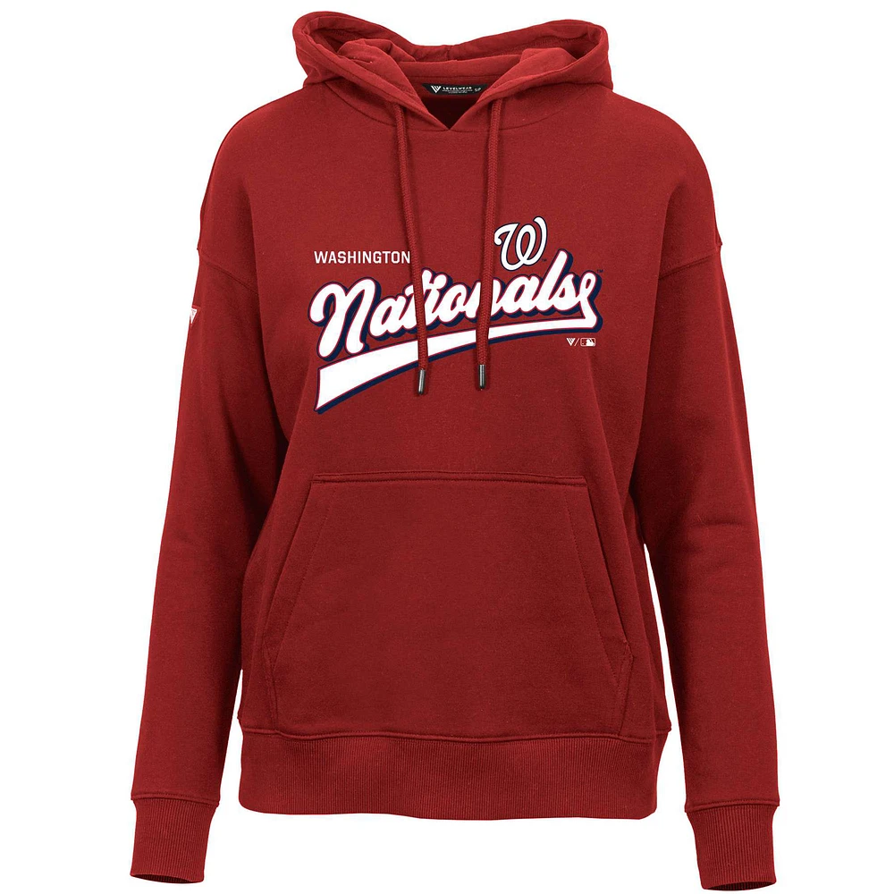 Women's Levelwear Red Washington Nationals Adorn Retro Rafter Pullover Hoodie