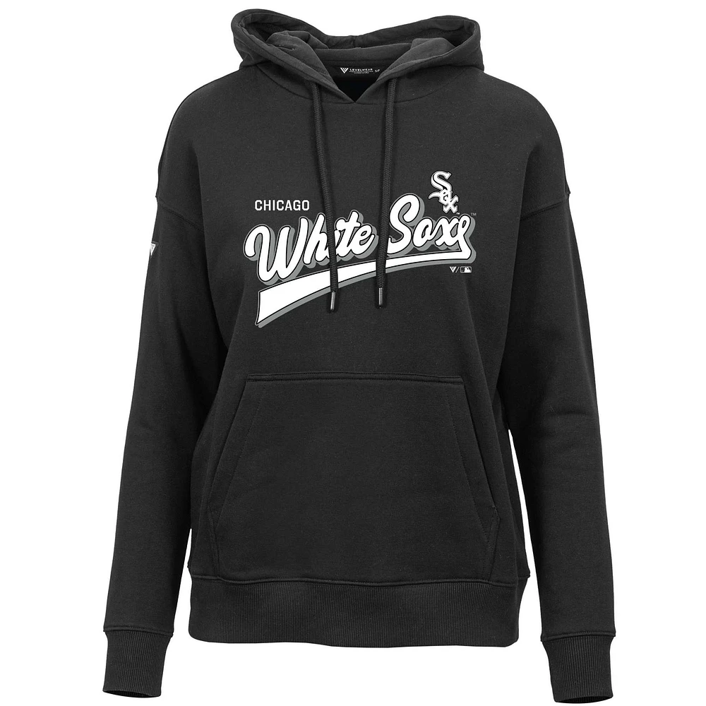 Women's Levelwear Black Chicago White Sox Adorn Retro Rafter Pullover Hoodie