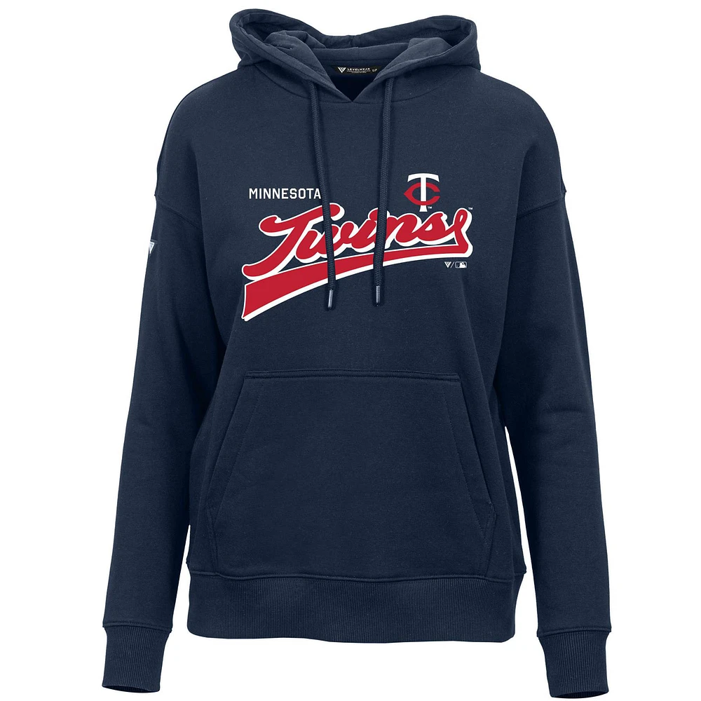 Women's Levelwear Navy Minnesota Twins Adorn Retro Rafter Pullover Hoodie