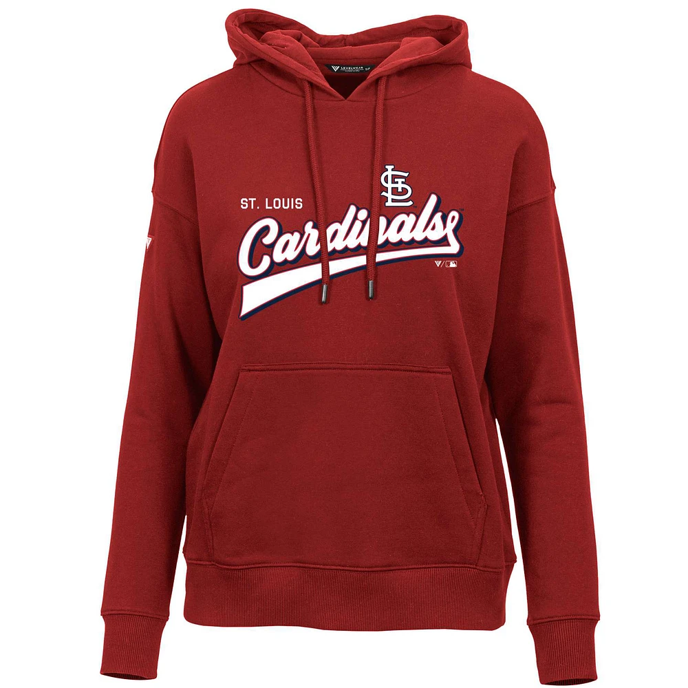 Women's Levelwear Red St. Louis Cardinals Adorn Retro Rafter Pullover Hoodie