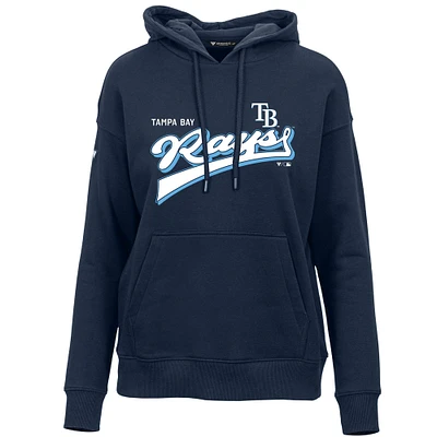 Women's Levelwear Navy Tampa Bay Rays Adorn Retro Rafter Pullover Hoodie