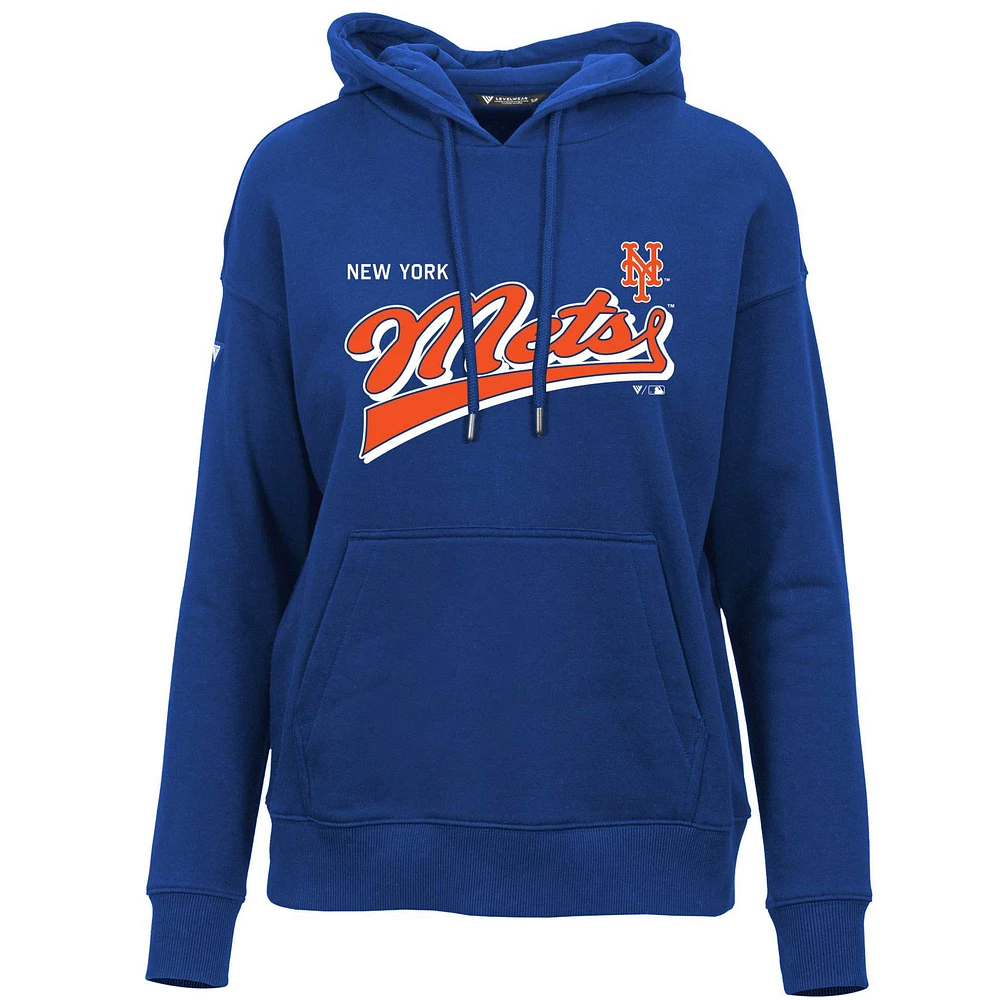 Women's Levelwear Royal New York Mets Adorn Retro Rafter Pullover Hoodie