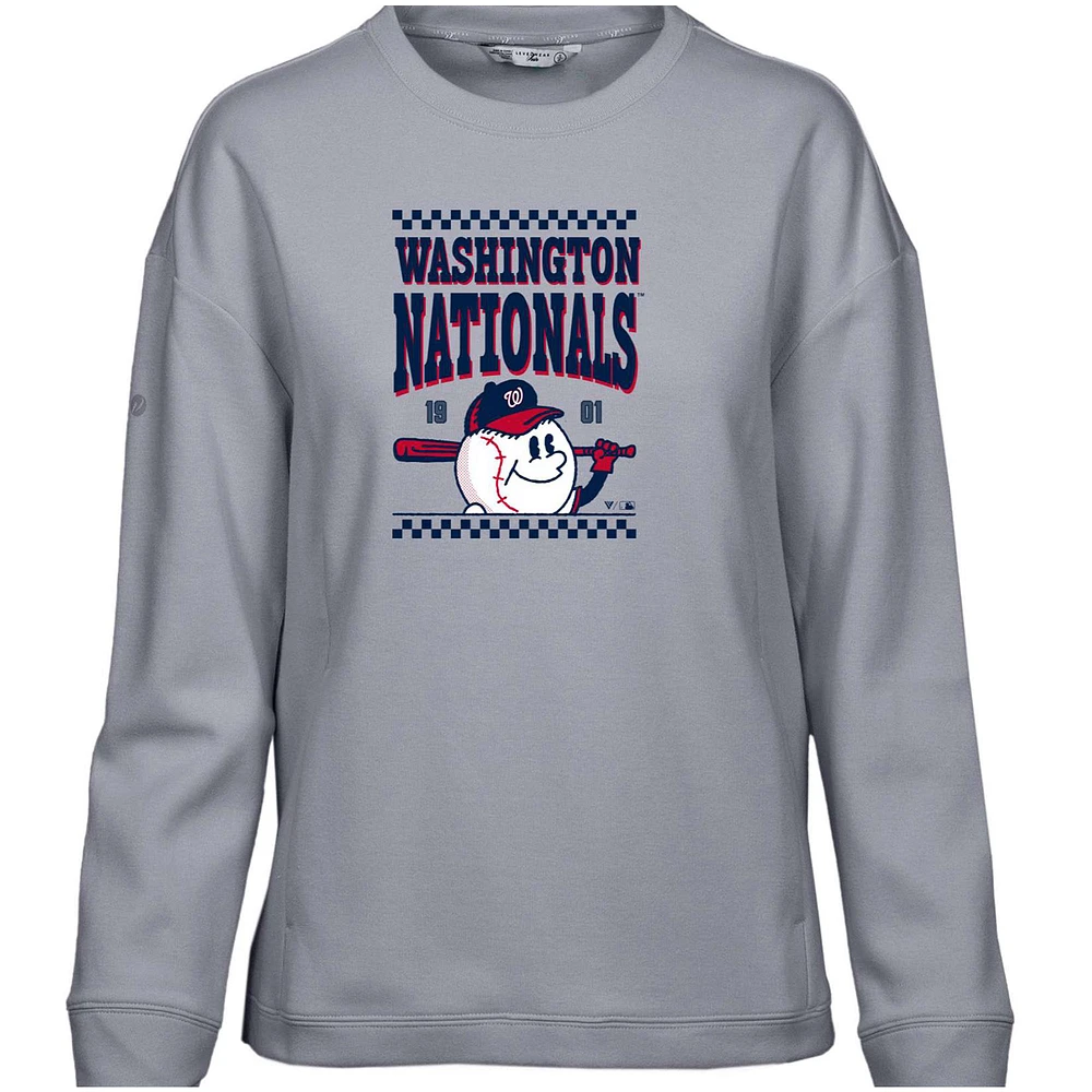 Women's Levelwear Gray Washington Nationals Fiona Inaugural Pullover Sweatshirt