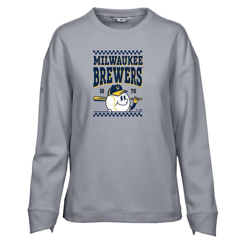 Women's Levelwear Gray Milwaukee Brewers Fiona Inaugural Pullover Sweatshirt