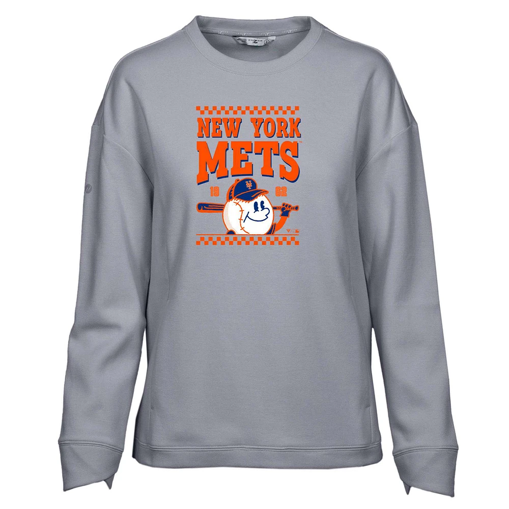 Women's Levelwear Gray New York Mets Fiona Inaugural Pullover Sweatshirt