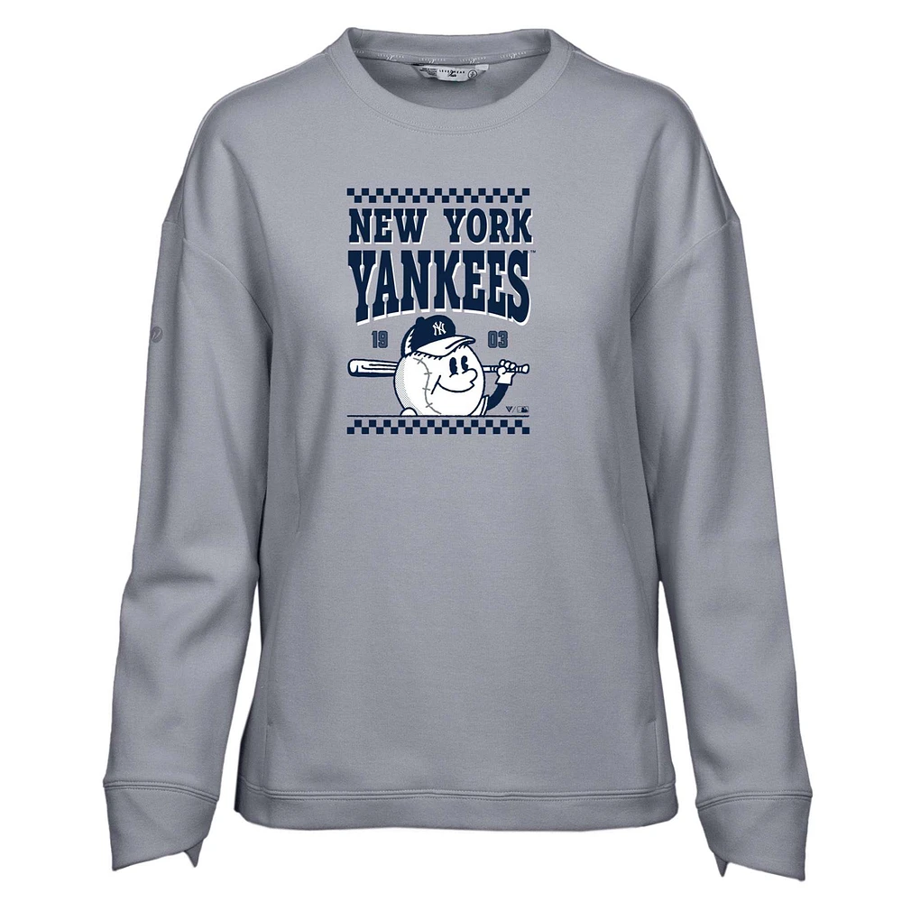 Women's Levelwear Gray New York Yankees Fiona Inaugural Pullover Sweatshirt