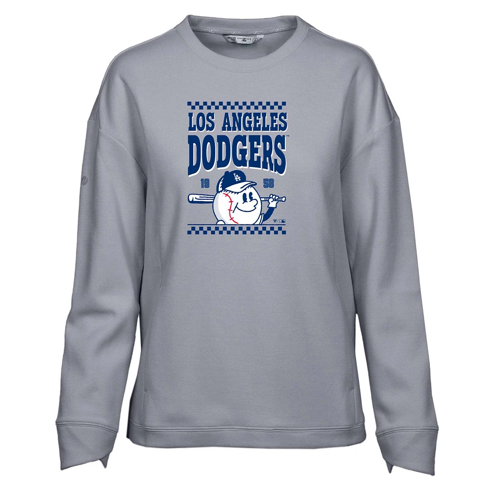 Women's Levelwear Gray Los Angeles Dodgers Fiona Inaugural Pullover Sweatshirt