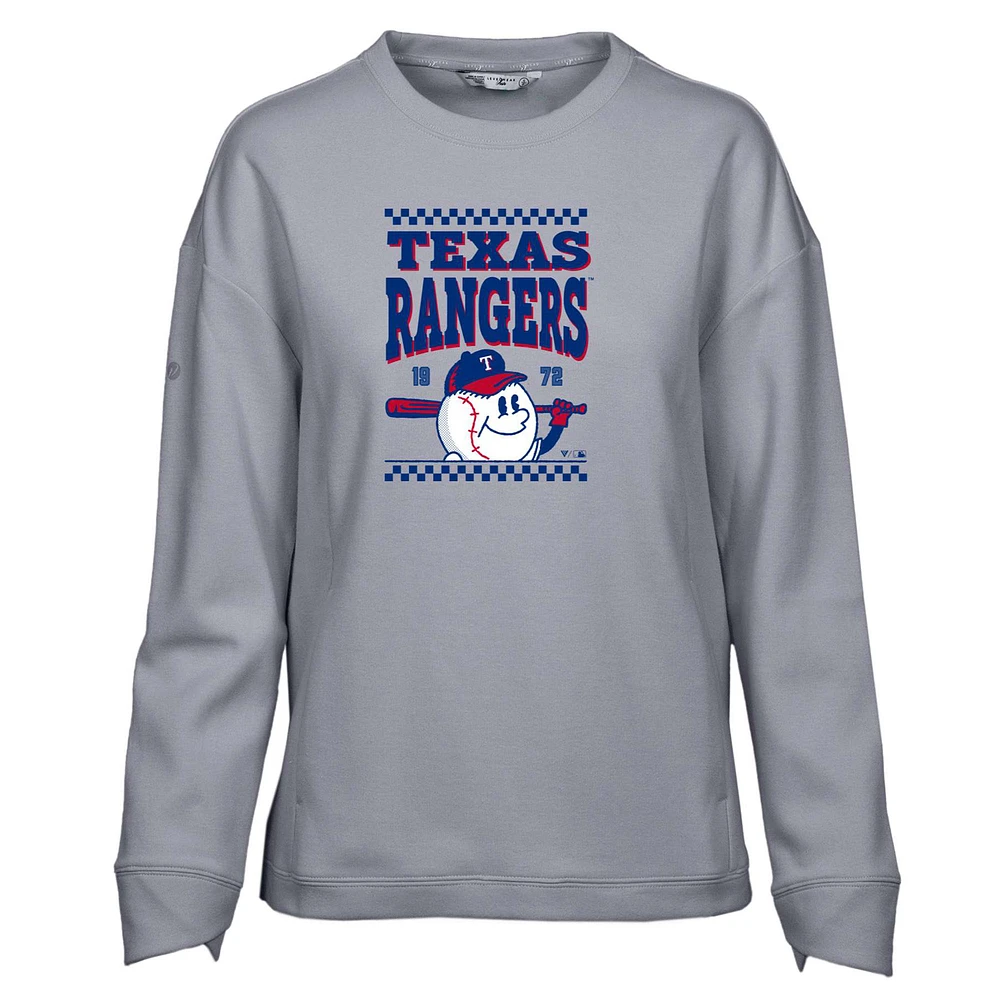 Women's Levelwear Gray Texas Rangers Fiona Inaugural Pullover Sweatshirt