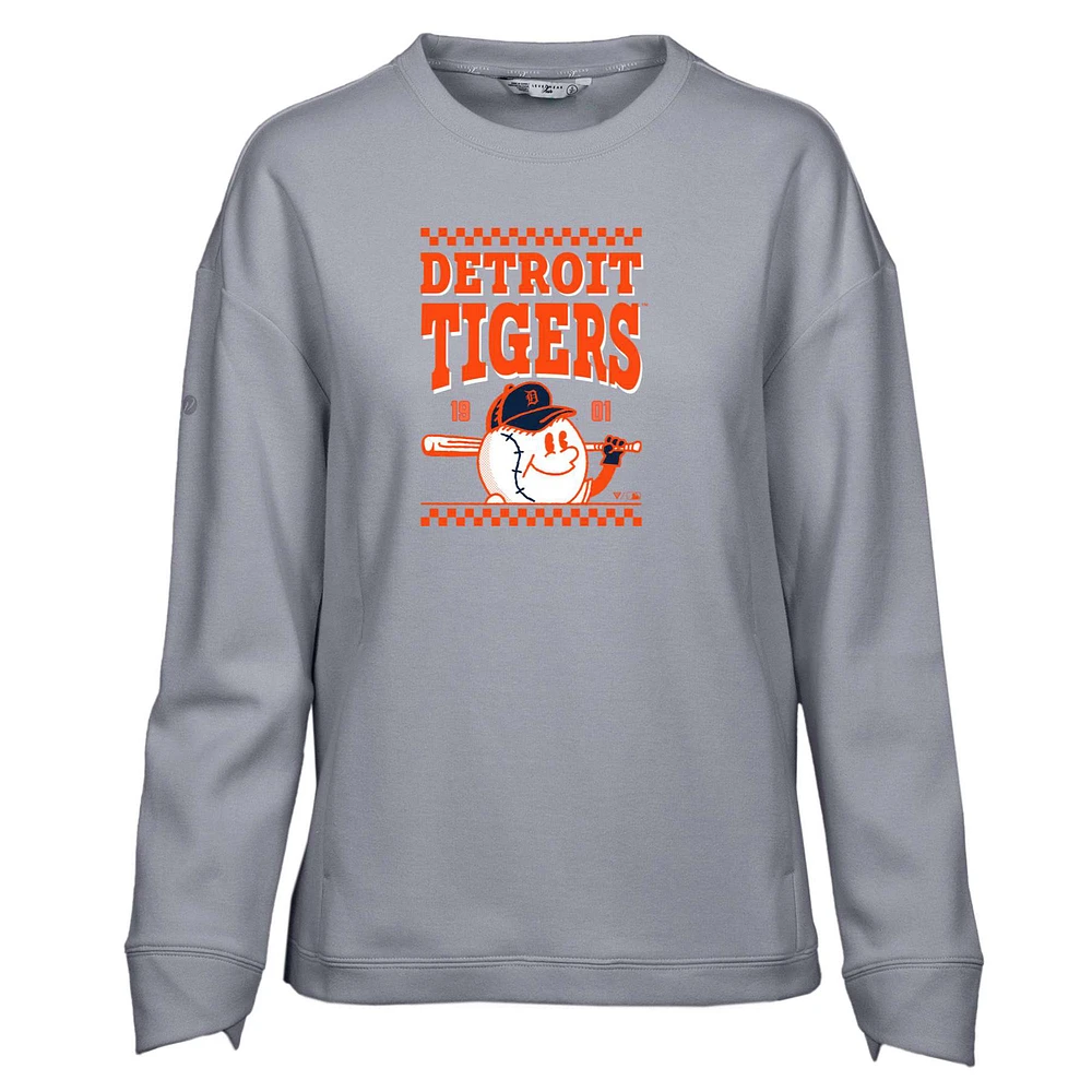 Women's Levelwear Gray Detroit Tigers Fiona Inaugural Pullover Sweatshirt