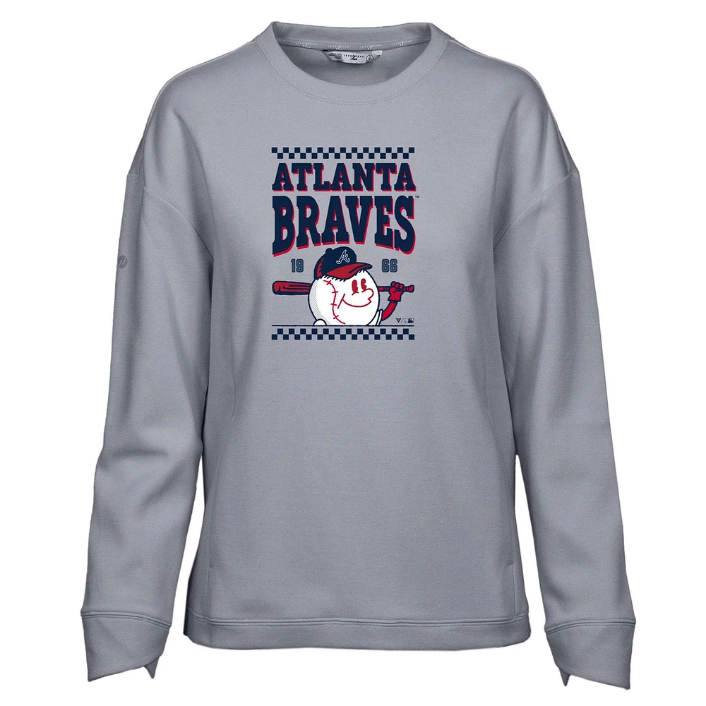 Women's Levelwear Gray Atlanta Braves Fiona Inaugural Pullover Sweatshirt