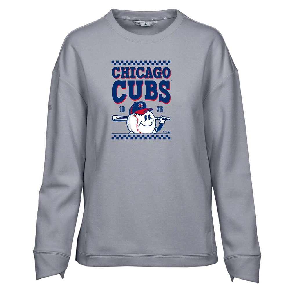 Women's Levelwear Gray Chicago Cubs Fiona Inaugural Pullover Sweatshirt