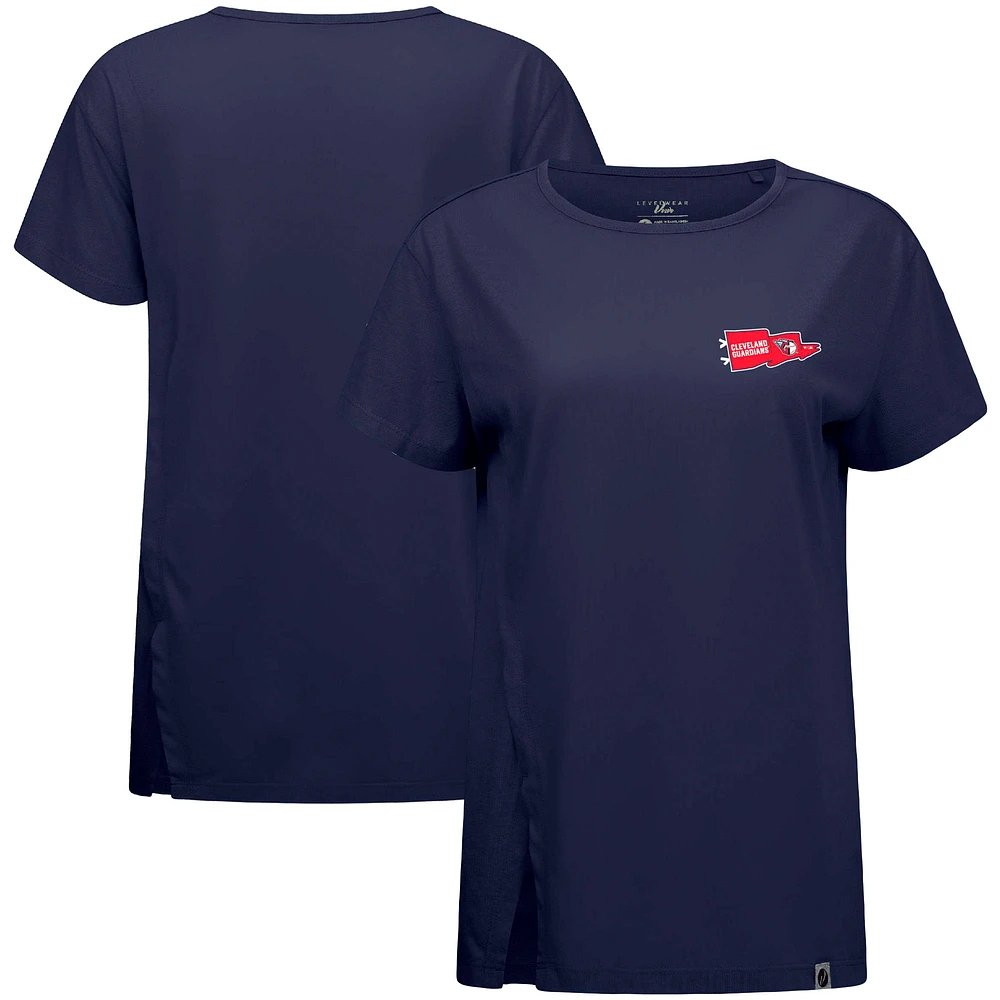 Women's Levelwear Navy Cleveland Guardians Influx Rafters T-Shirt