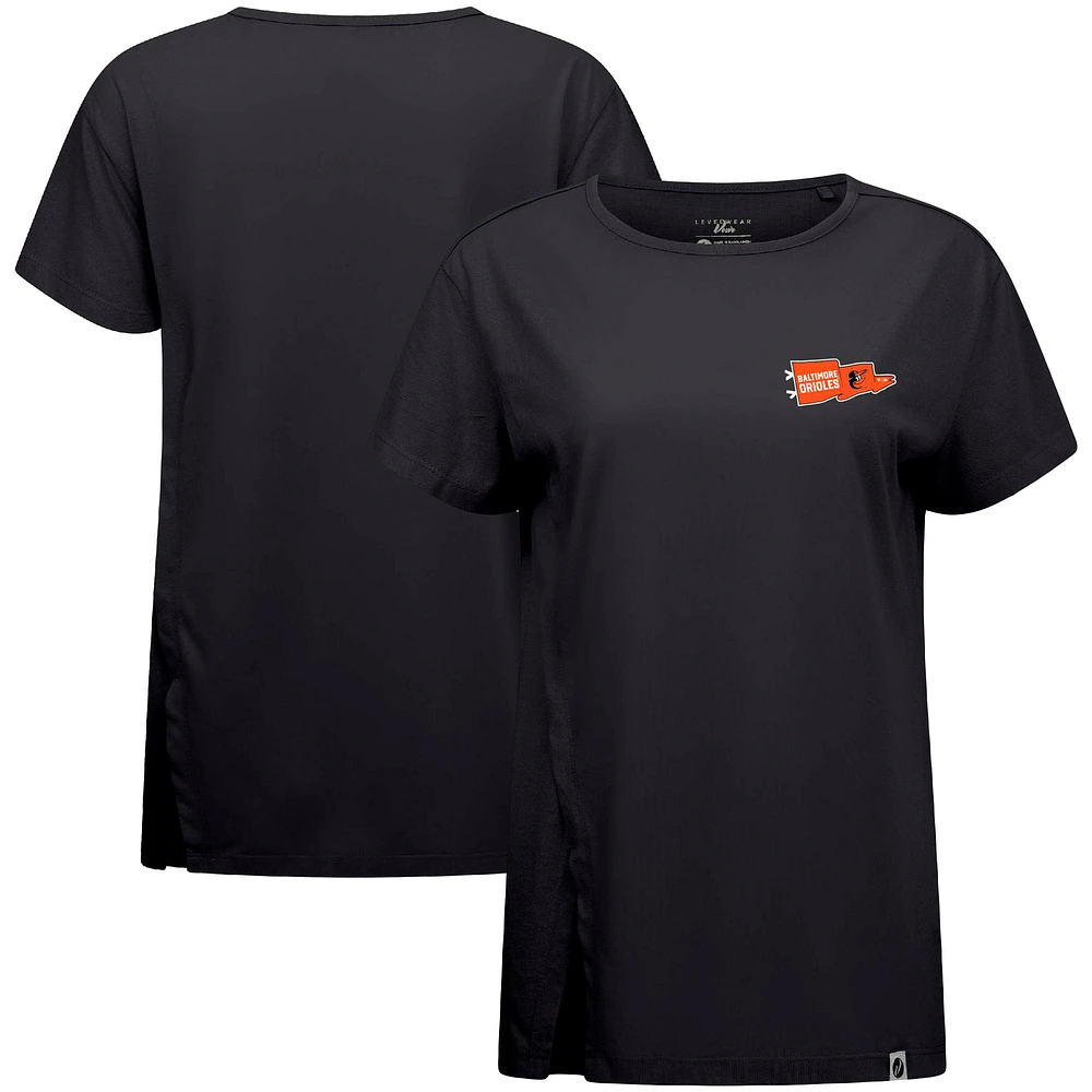Women's Levelwear Black Baltimore Orioles Influx Rafters T-Shirt