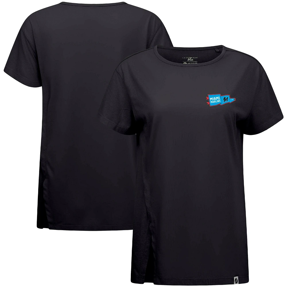 Women's Levelwear Black Miami Marlins Influx Rafters T-Shirt